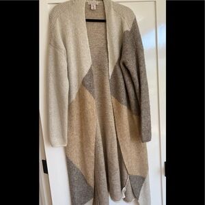 Sincerely Jules Color Block Duster Grey Tan and Cream size L